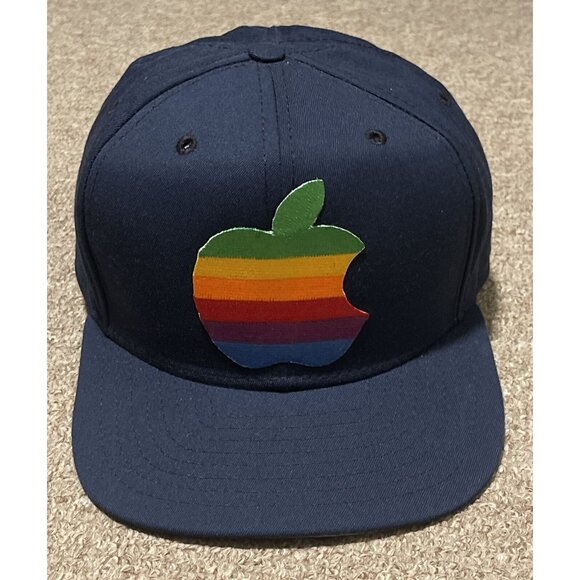 Vintage 80s Med-Large Apple Mac Macintosh Computers New Era SnapBack Hat Cap USA - Picture 1 of 9